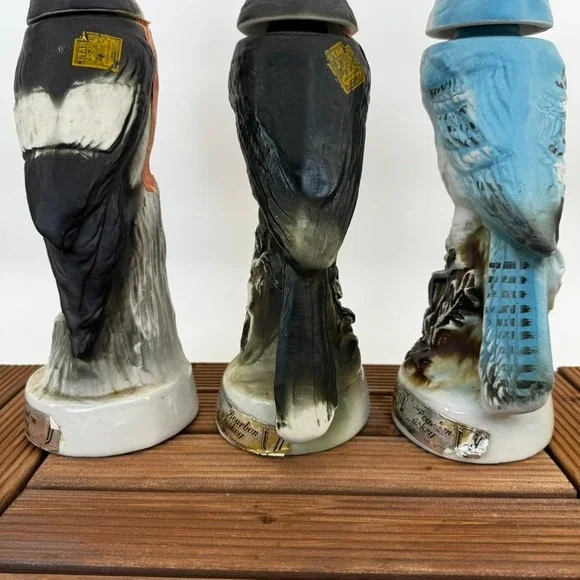 Vtg Jim Beam Set of 3 Ceramic Bird Decanter Bottles Bourbon Whiskey Collectible - Picture 3 of 12